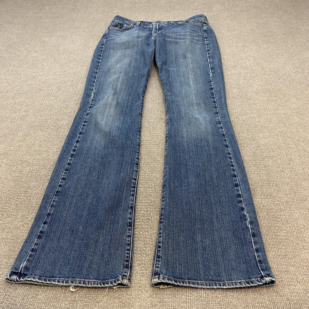 VTG Lucky Brand Dungarees Bootcut Jeans Womens 6 Blue Mid Rise Stretch Y2K 90s